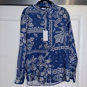 8 by Yoox blue paisley print shirt